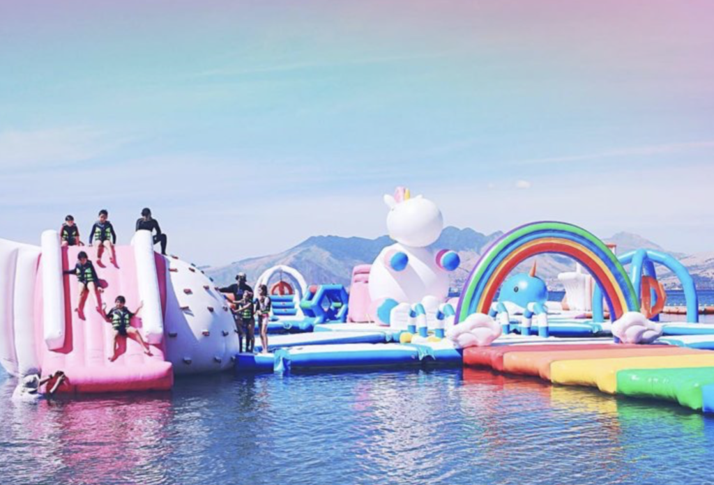 Unicorn inflatable island in The Phillipines