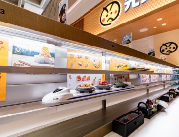 Kids Love Sushi Delivered On A Bullet Train At Genki Sushi!